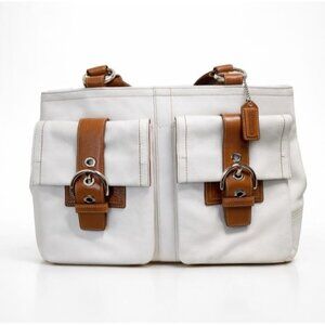 Coach Soho White Leather Buckle Satchel Tote Bag Hangtag NWOT Y2K